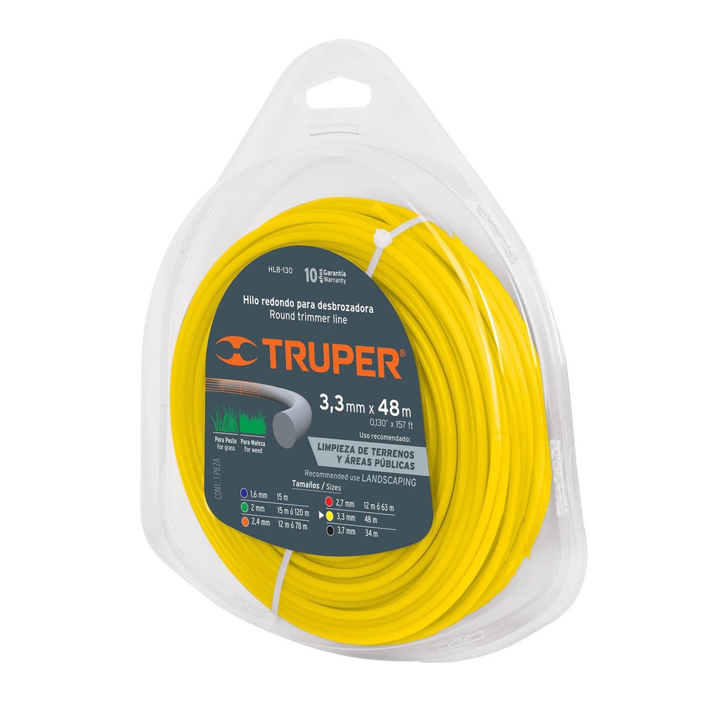 TRUPER (0.130&quot; x 157&quot;) Hilo Redondo Para Trimmer