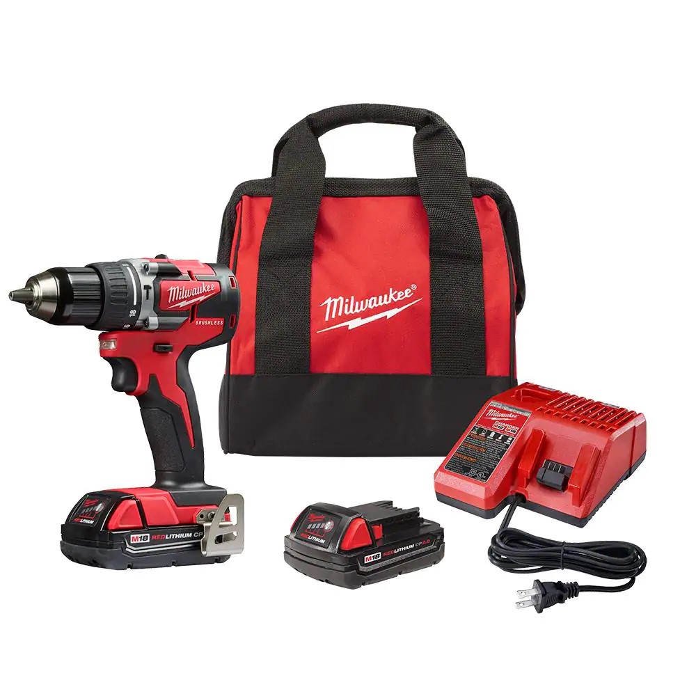 Milwaukee Kit de taladro/destornillador compacto sin escobillas M18 de 1/2&quot;